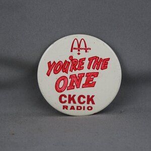 Vintage McDonalds Pin - CKCK Radio Regina You're the One - Celluloid Pin